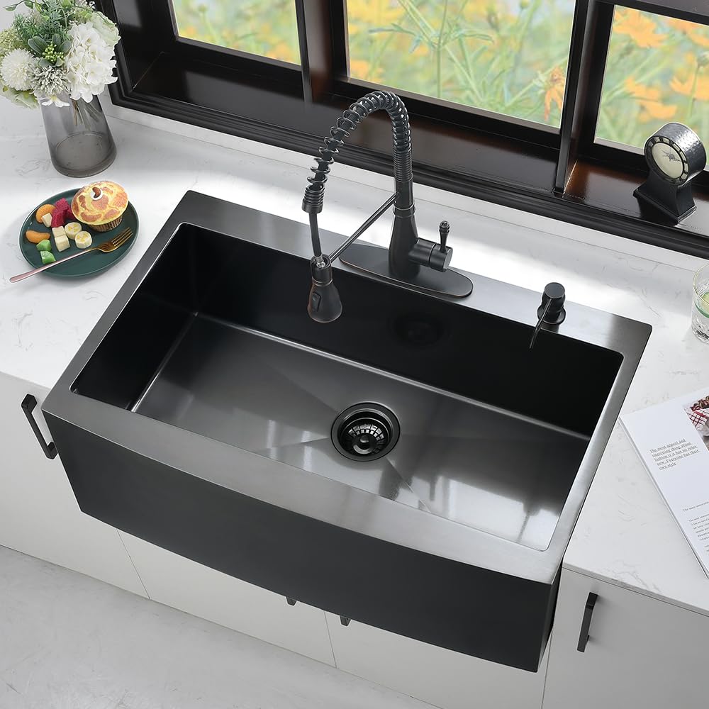 36 Iinch Black Drop In Farmhouse Sink-iAnomla 36x22 Drop In